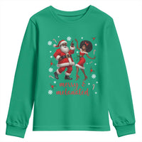 African American Christmas Youth Sweatshirt Funny Dancing Black Santa And Mrs Claus Merry And Melanated - Wonder Print Shop
