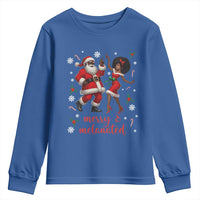African American Christmas Youth Sweatshirt Funny Dancing Black Santa And Mrs Claus Merry And Melanated - Wonder Print Shop