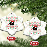 Have A Melanin Christmas Ceramic Ornament Cute Black Santa Girl Ugly Xmas - Wonder Print Shop