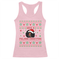 Have A Melanin Christmas Racerback Tank Top Cute Black Santa Girl Ugly Xmas - Wonder Print Shop