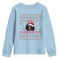 Have A Melanin Christmas Youth Sweatshirt Cute Black Santa Girl Ugly Xmas - Wonder Print Shop