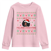 Have A Melanin Christmas Youth Sweatshirt Cute Black Santa Girl Ugly Xmas - Wonder Print Shop