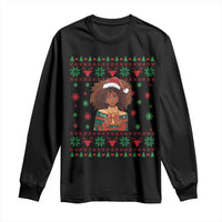 Black Queen Christmas Long Sleeve Shirt African American Girl Black Pride - Wonder Print Shop