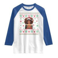 Black Queen Christmas Raglan Shirt African American Girl Black Pride - Wonder Print Shop