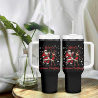 Have A Melanin Christmas Tumbler With Handle Funny Dancing Santa And Mrs Claus Culture Gift - Wonder Print Shop