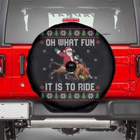 Oh What Fun It Is To Ride Spare Tire Cover Black Santa Bull Rider Ugly Christmas Gift - Wonder Print Shop