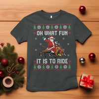 Oh What Fun It Is To Ride T Shirt Black Santa Bull Rider Ugly Christmas Gift - Wonder Print Shop