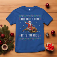 Oh What Fun It Is To Ride T Shirt Black Santa Bull Rider Ugly Christmas Gift - Wonder Print Shop