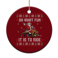Oh What Fun It Is To Ride Ceramic Ornament Black Santa Bull Rider Ugly Christmas Gift - Wonder Print Shop