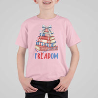 Funny Patriotic Book Lover Gift T Shirt For Kid Freadom