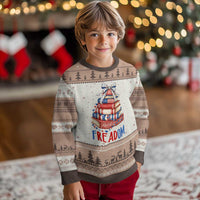 Funny Patriotic Book Lover Gift Ugly Christmas Sweater Freadom
