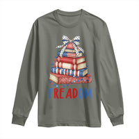 Funny Patriotic Book Lover Gift Long Sleeve Shirt Freadom