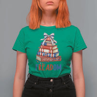 Funny Patriotic Book Lover Gift T Shirt For Women Freadom