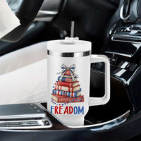 Funny Patriotic Book Lover Gift Tumbler With Handle Freadom