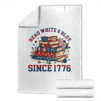 Funny Patriotic Book Lover Gift Throw Blanket Read White Blue Since 1776