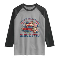 Funny Patriotic Book Lover Gift Raglan Shirt Read White Blue Since 1776