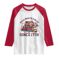 Funny Patriotic Book Lover Gift Raglan Shirt Read White Blue Since 1776