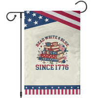 Funny Book Lover Gift Patriotic Garden Flag Read White Blue Since 1776