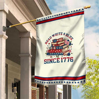 Funny Book Lover Gift Patriotic Garden Flag Read White Blue Since 1776