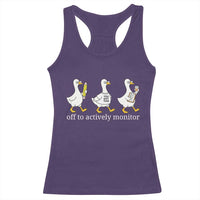 Funny Goose Teacher Testing Day Racerback Tank Top Off to Actively Monitor