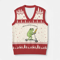 Funny Frog Teacher Testing Test Day V-Neck Knit Sweater Vest Off To Actively Monitor