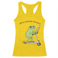 Funny Frog Teacher Testing Test Day Racerback Tank Top Off To Actively Monitor