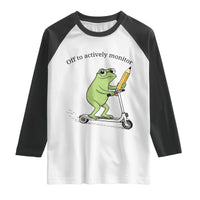 Funny Frog Teacher Testing Test Day Raglan Shirt Off To Actively Monitor