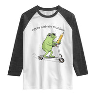 Funny Frog Teacher Testing Test Day Raglan Shirt Off To Actively Monitor
