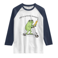 Funny Frog Teacher Testing Test Day Raglan Shirt Off To Actively Monitor