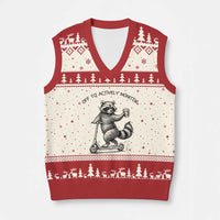 Funny Teacher Testing Day V-Neck Knit Sweater Vest Silly Raccoon Proctor Off To Actively Monitor