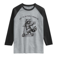 Funny Teacher Testing Day Raglan Shirt Silly Raccoon Proctor Off To Actively Monitor