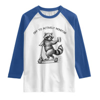 Funny Teacher Testing Day Raglan Shirt Silly Raccoon Proctor Off To Actively Monitor
