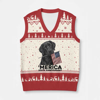 Patriotic Labrador Retriever V-Neck Knit Sweater Vest America 250th Anniversary Gift