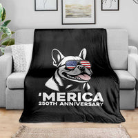Merica French Bulldog Lover Throw Blanket 250th Anniversary Gift