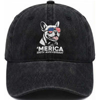 Merica French Bulldog Lover Washed Cotton Baseball Cap 250th Anniversary Gift