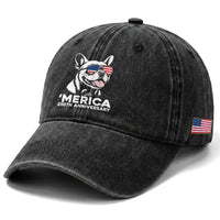 Merica French Bulldog Lover Washed Cotton Baseball Cap 250th Anniversary Gift