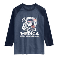 Merica English Bulldog Lover Raglan Shirt 250th Anniversary Gift