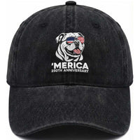 Merica English Bulldog Lover Washed Cotton Baseball Cap 250th Anniversary Gift