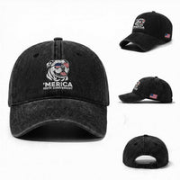 Merica English Bulldog Lover Washed Cotton Baseball Cap 250th Anniversary Gift