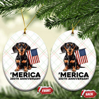 Merica Dachshund Lover Ceramic Ornament 250th Anniversary Gift
