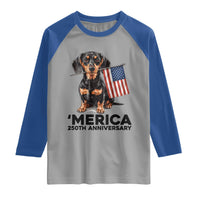 Merica Dachshund Lover Raglan Shirt 250th Anniversary Gift