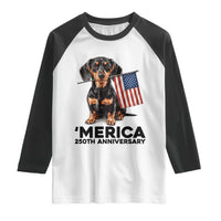 Merica Dachshund Lover Raglan Shirt 250th Anniversary Gift