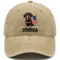 Merica Dachshund Lover Washed Cotton Baseball Cap 250th Anniversary Gift