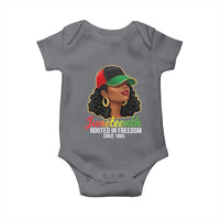 Black Woman Juneteenth Graphic Baby Onesie Rooted In Freedom Since 1865