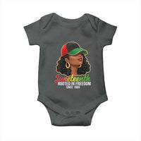 Black Woman Juneteenth Graphic Baby Onesie Rooted In Freedom Since 1865