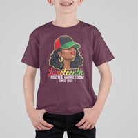 Black Woman Juneteenth Graphic T Shirt For Kid Rooted In Freedom Since 1865