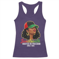 Black Woman Juneteenth Graphic Racerback Tank Top Rooted In Freedom Since 1865