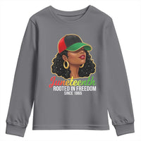Black Woman Juneteenth Graphic Youth Sweatshirt Rooted In Freedom Since 1865