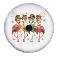 Funny Juneteenth Flamingos Squad Spare Tire Cover African American Heritage