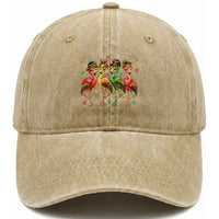 Funny Juneteenth Flamingos Squad Washed Cotton Baseball Cap African American Heritage